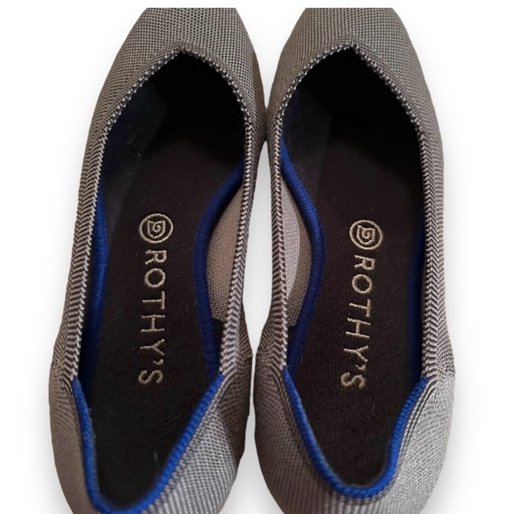 Rothy's The Point Birdseye Black Gray Pointed Toe Flat Ballet Shoes Sz 9.5 - Picture 7 of 11